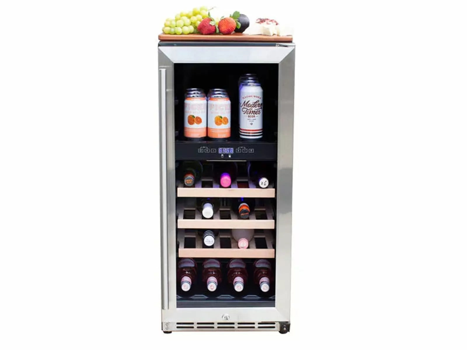 Summerset 15-Inch Outdoor Rated Dual Zone Wine Cooler - RFR-15WD - Front View Food In