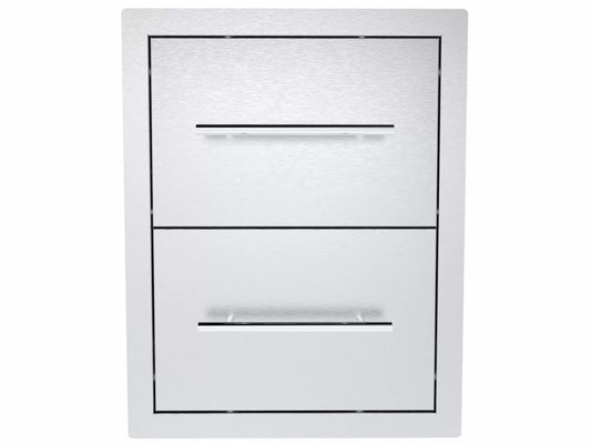 Sunstone Texan Series 16-Inch Stainless Steel Double Drawers - TEX-16DD - Front View