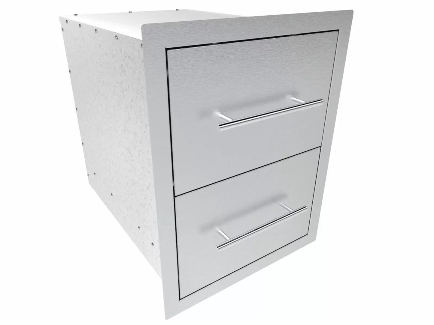 Sunstone Texan Series 16-Inch Stainless Steel Double Drawers - TEX-16DD - Angled View