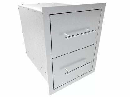 Sunstone Texan Series 16-Inch Stainless Steel Double Drawers - TEX-16DD - Angled View