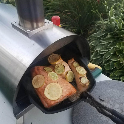 WPPO Lil Luigi Portable Pro Eco Wood-Fired Oven Kit - WKP-01 - Baking Salmon - Lifestyle
