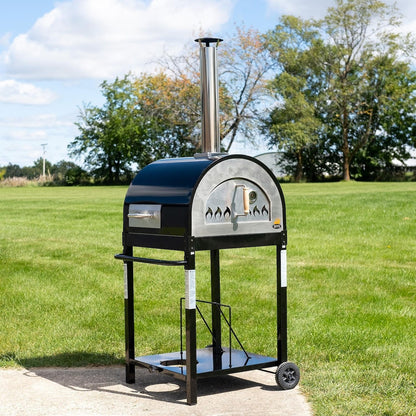 WPPO Hybrid 25-in Wood/Gas-Fired Oven - Black - WKE-04WG-BLK - Black - Shown on Cart - Lifestyle