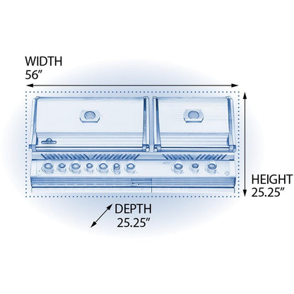 Napoleon BIPRO825RBISS-3 Prestige PRO 825 Built-in Grill with Infrared Rear Burner and Infrared Sear Burners (2019) - Dimensions - Diagram