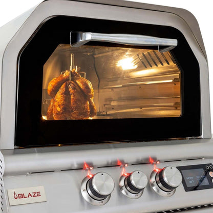 Blaze BLZ-26-PZOVN 26-Inch Built-In Outdoor Pizza Oven With Rotisserie - Rotisserie In Use - Detail