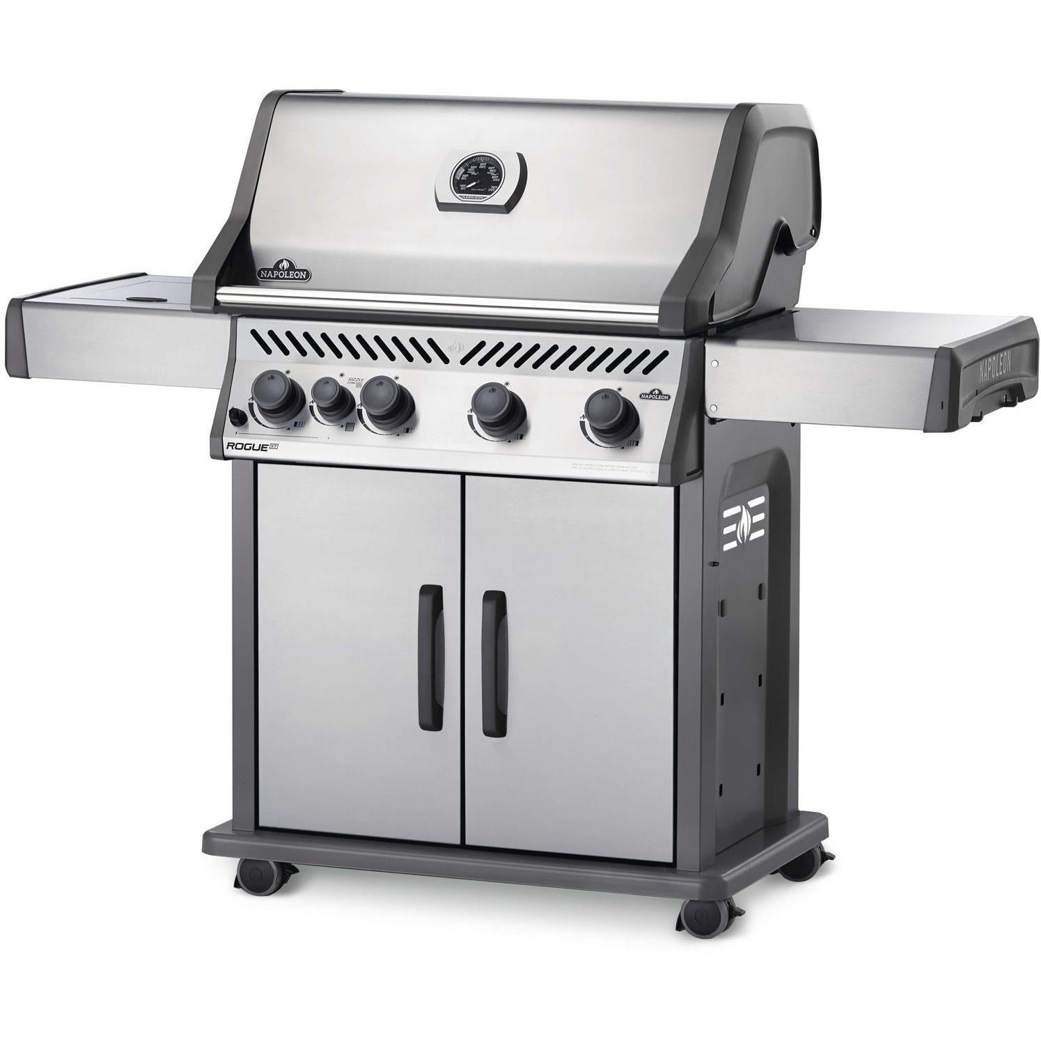 Napoleon Rogue RXT525SIBPSS-1 XT 525 SIB Propane Gas Grill with Infrared Side Burner - Stainless Steel - Right Side Angled View