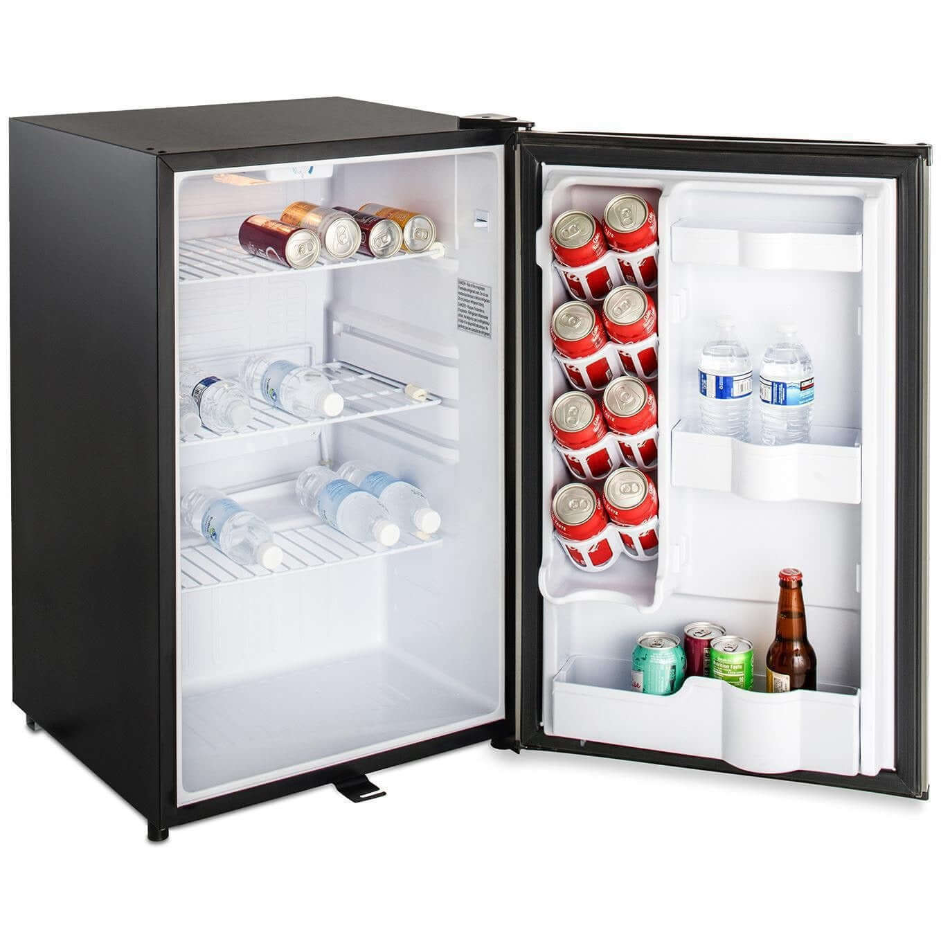 Blaze BLZ-SSRF126 20-Inch 4.4 Cu. Ft. Compact Refrigerator W/ Recessed Handle - Side View with Drinks