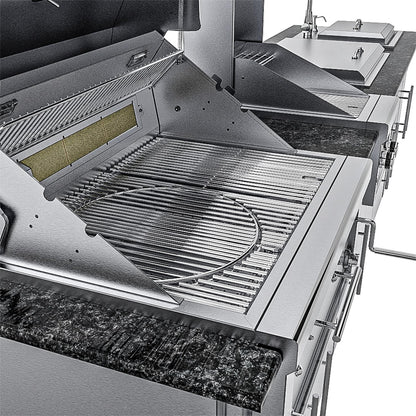 Sunstone Grills SCPALAMO10 Alamo 10 Ft Outdoor Kitchen Island w/ Gas Grill & Side Burner, Sink, Door & Drawer - Grill Open - Detail