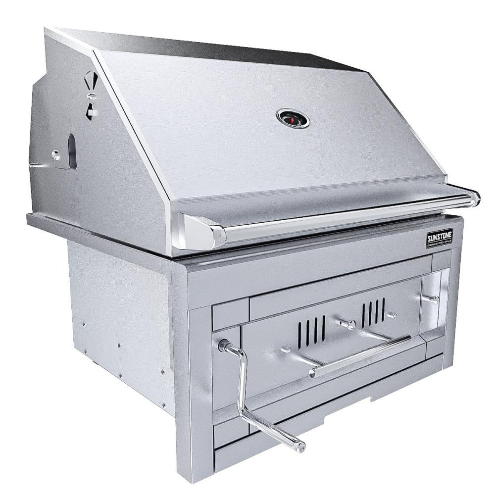 Sunstone SUNCHSZ28 Series 28 Inch Single Zone 304 Stainless Steel Charcoal Grill - Side View