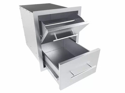 Sunstone Texan Series 16-Inch Stainless Steel Paper Towel Holder & Drawer Combo - TEX-16PCD - Open Drawers