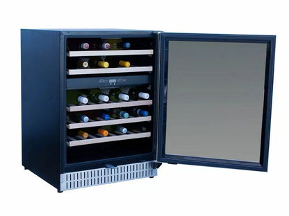 Summerset 24-Inch Outdoor Rated Dual Zone Wine Cooler - RFR-24WD - Angled View Open Door Wane In