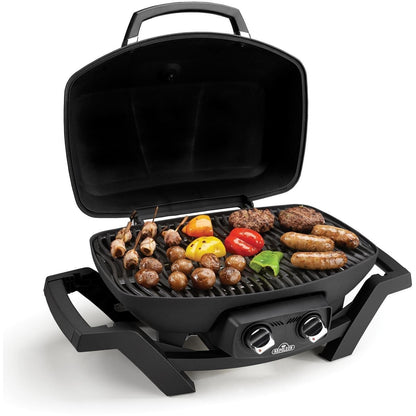 Napoleon TravelQ Pro Gas Grill With Food On The Grill