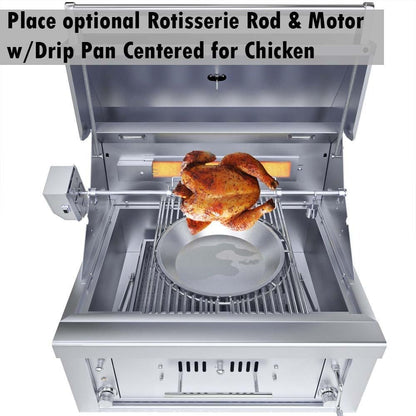 Sunstone SUNCHSZ30IR-LP Series 30 Inch Propane Burners Hybrid Single Zone Charcoal/Wood Burning W/Infrared Burner Grill - Optional Rotisserie Rod & Motor