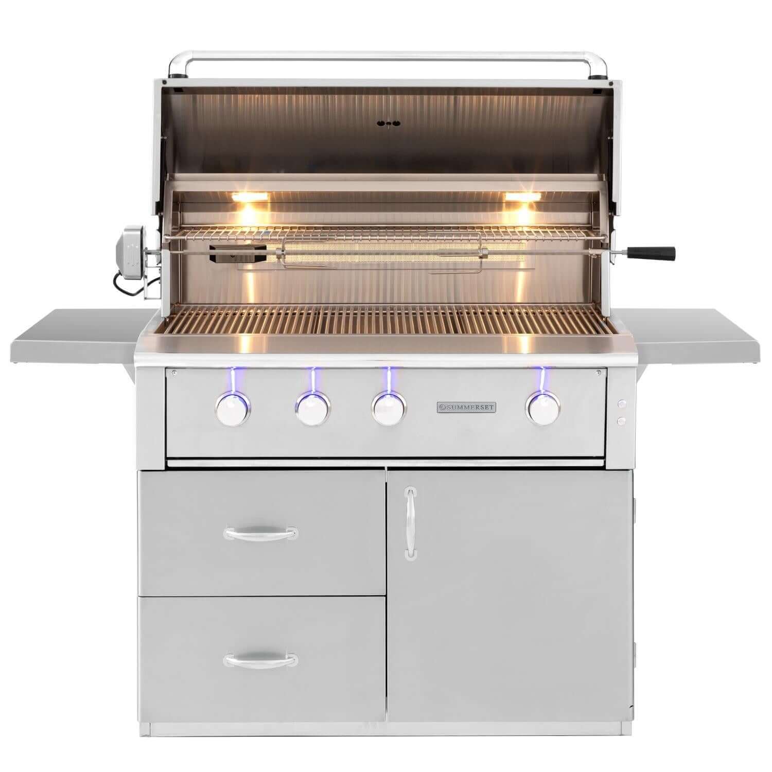 Summerset ALT42T Alturi 42-Inch 3-Burner Grill With Stainless Steel Burners & Rotisserie - Hood Open