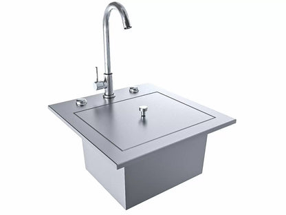 Sunstone Texan Series 15-Inch Outdoor Rated Stainless Steel Bar Sink with Faucet - TEX-15SK - Full View