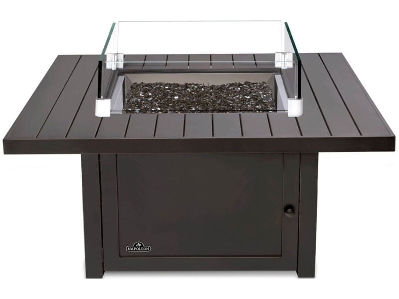 Napoleon St. Tropez Square Patioflame Table - STTR2-BZ - Charcoal In Glass Frame