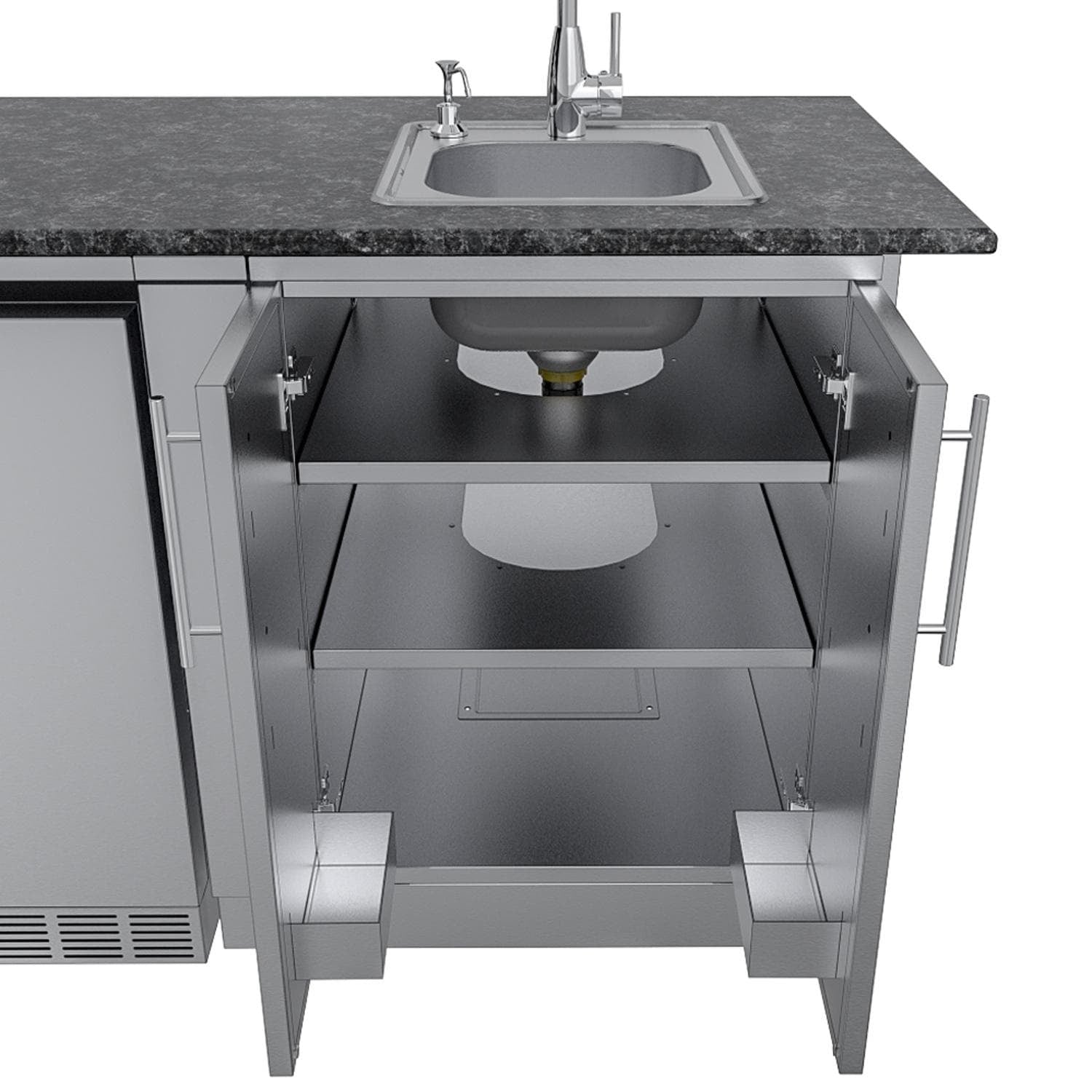Sunstone Grills SCPBRAZOS9 Brazos 9 Ft Outdoor Kitchen Island w/ Grill & Side Burner, Sink, Door & Drawer – Sink Cabinet – Detail