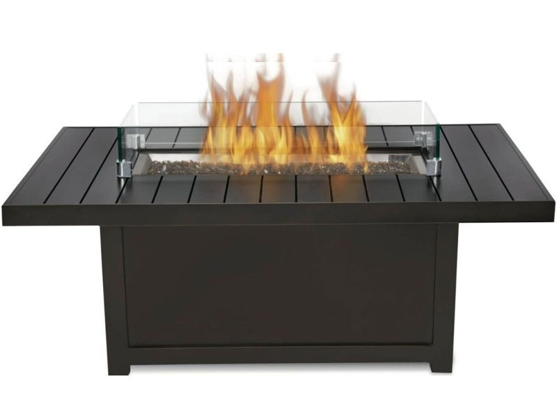 Napoleon St. Tropez Rectangle Patioflame Table - STTR1-BZ - Fire On With Glass Frame