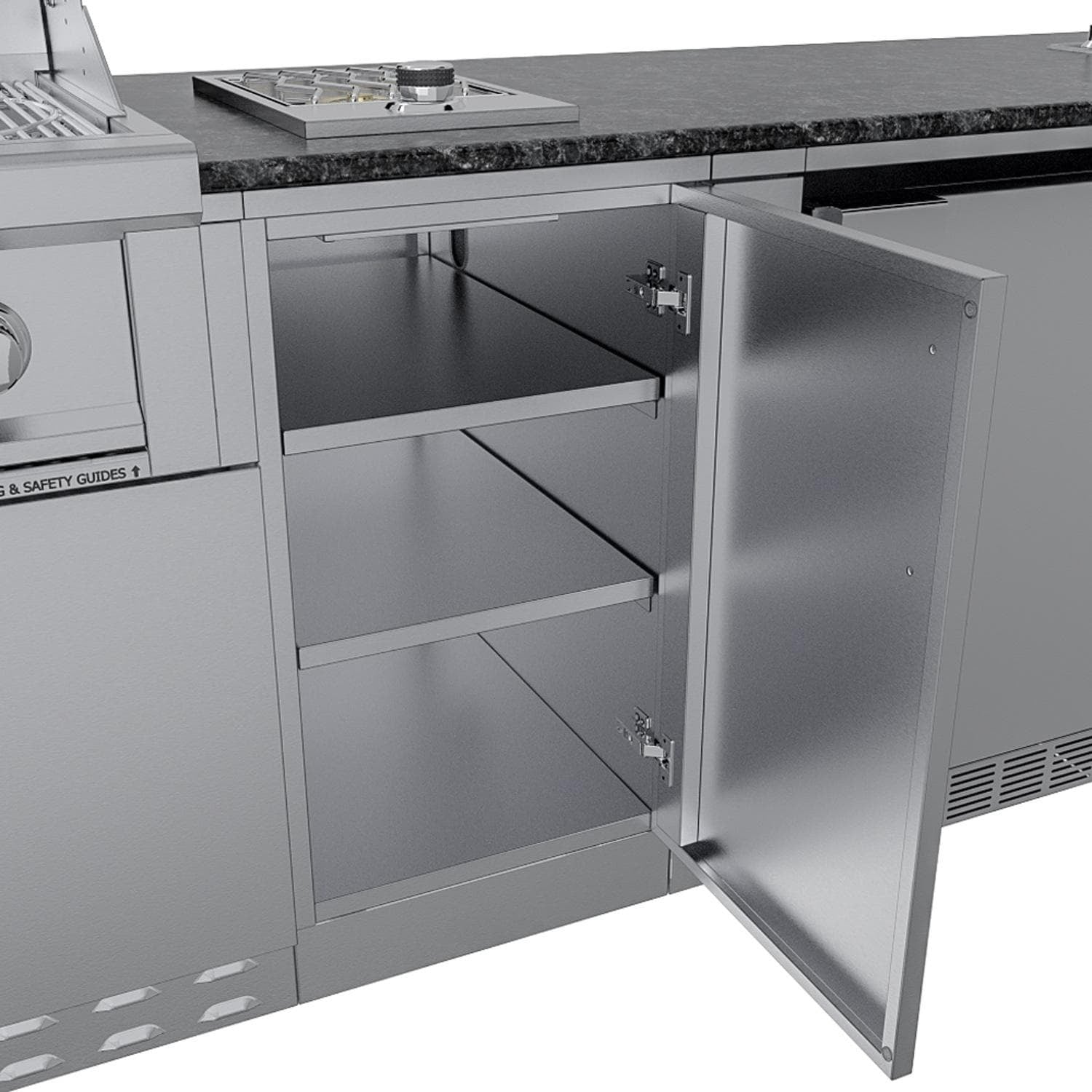Sunstone Grills SCPBRAZOS9 Brazos 9 Ft Outdoor Kitchen Island w/ Grill & Side Burner, Sink, Door & Drawer – Storage Door – Detail