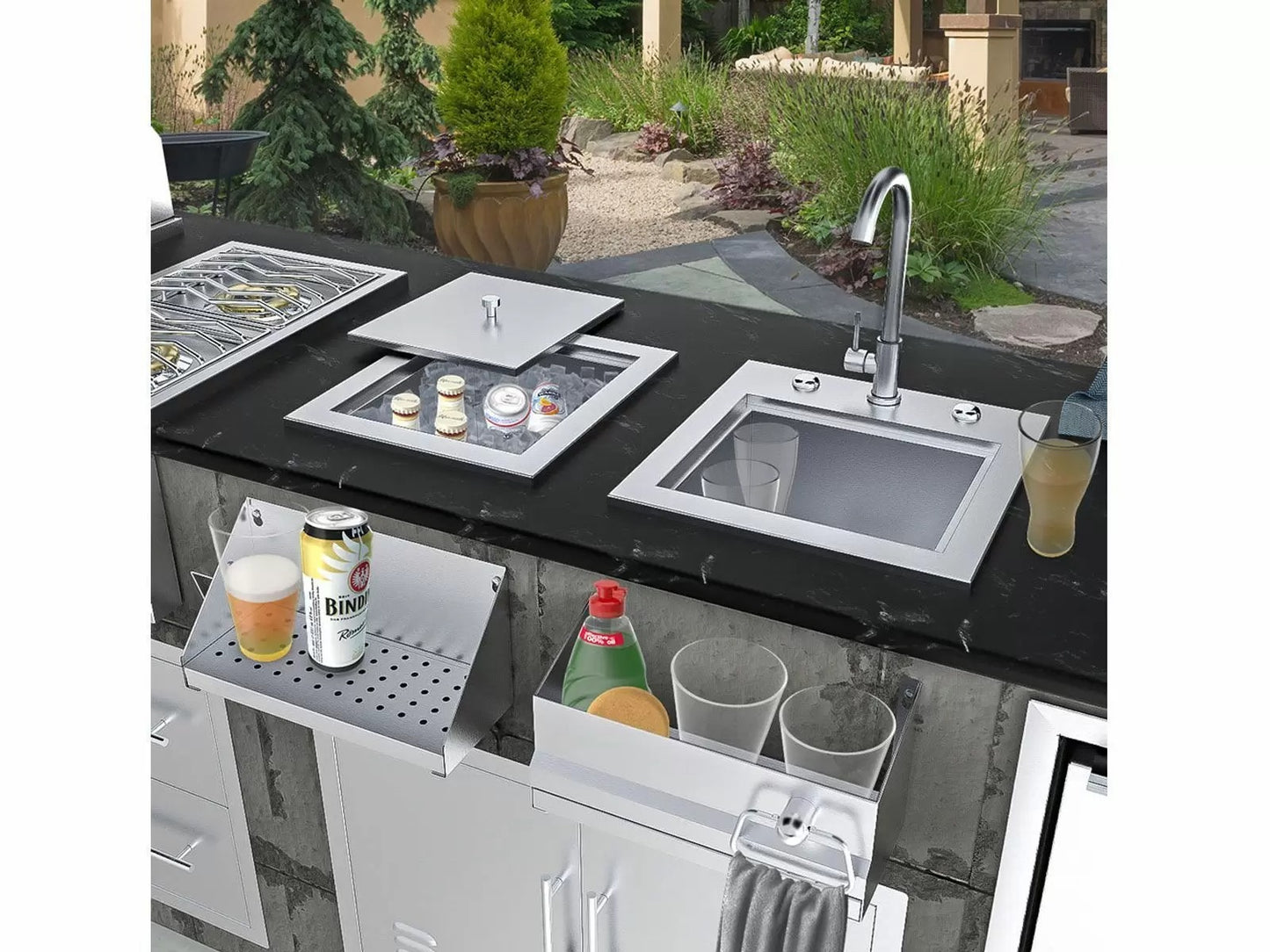 Sunstone Texan Series 15-Inch Outdoor Rated Stainless Steel Bar Sink with Faucet - TEX-15SK - Lifestyle