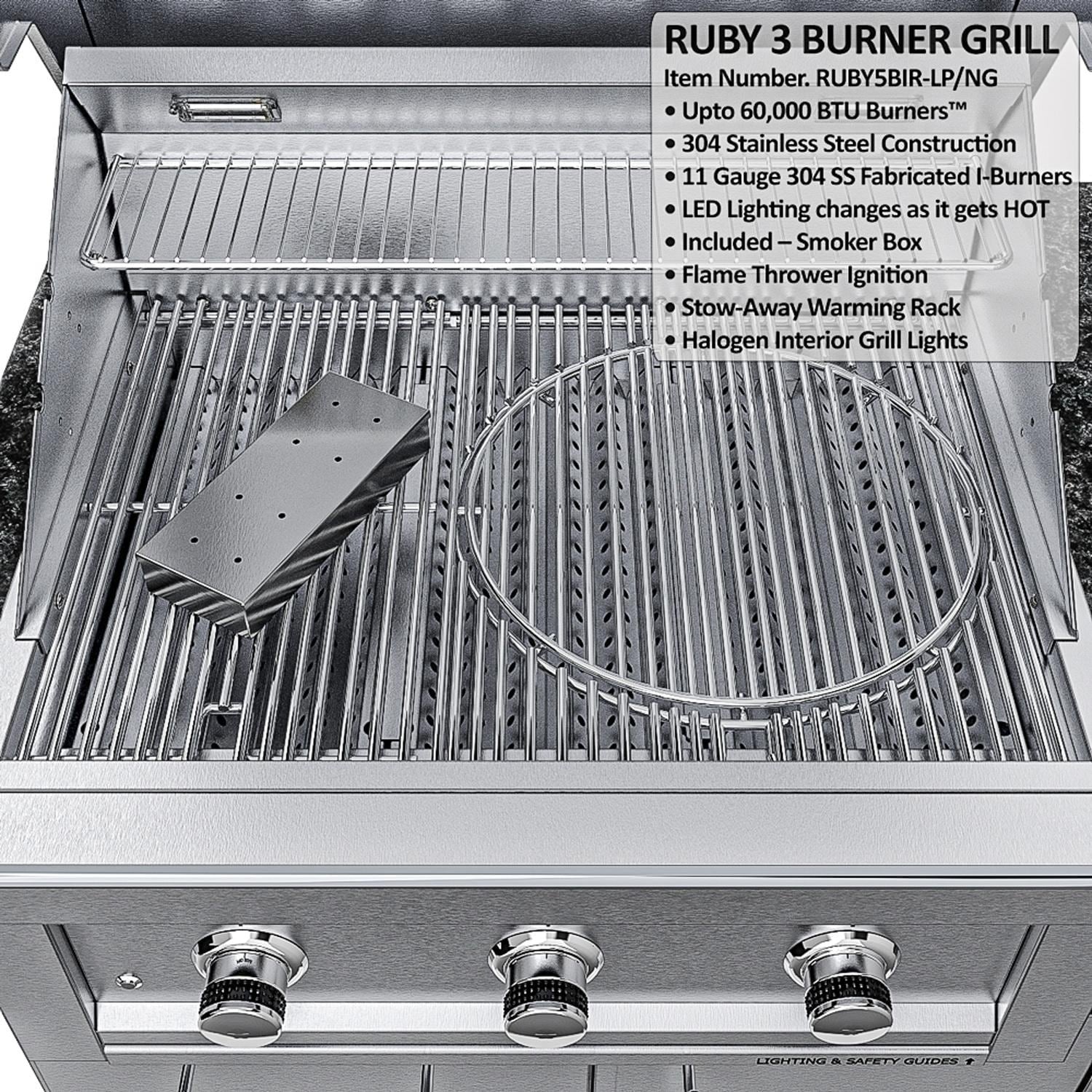 Sunstone Grills SCPCAPRICE6.4 Caprice 6 1/2 Ft Outdoor Kitchen Island w/ Grill & Side Burner, Door & Drawer – Island – White Background