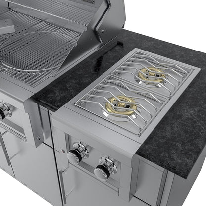 Sunstone Grills SCPCAPRICE6.4 Caprice 6 1/2 Ft Outdoor Kitchen Island w/ Grill & Side Burner, Door & Drawer – Side Burner – Detail