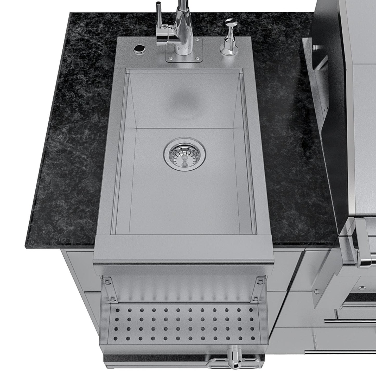 Sunstone Grills SCPCAPRICE6.4 Caprice 6 1/2 Ft Outdoor Kitchen Island w/ Grill & Side Burner, Door & Drawer – Sink – Detail