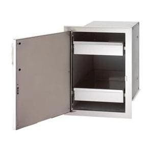 Fire Magic Aurora Left-Hinged Stainless Enclosed Single Door With Dual Drawers - Open