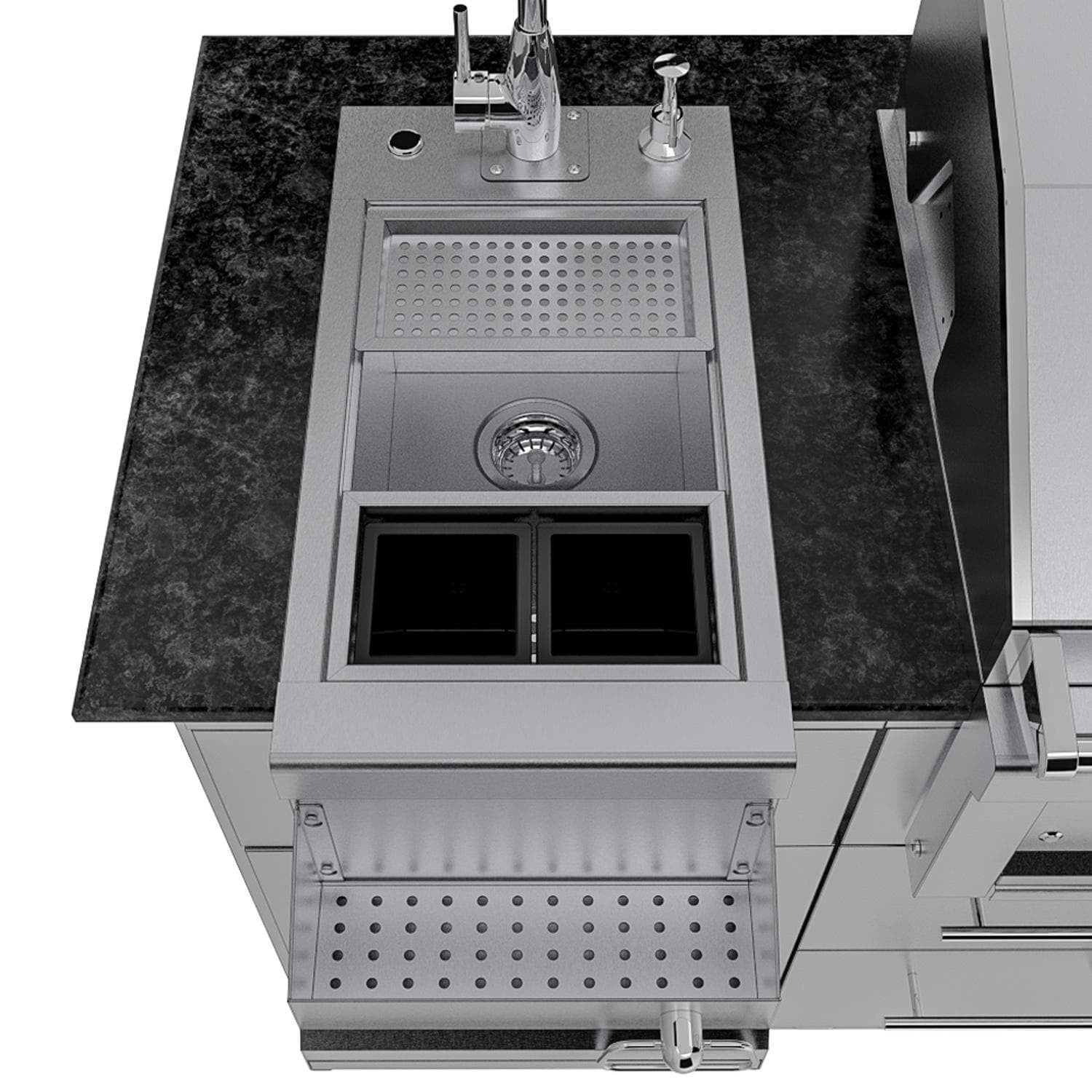Sunstone Grills SCPCAPRICE6.4 Caprice 6 1/2 Ft Outdoor Kitchen Island w/ Grill & Side Burner, Door & Drawer – Sink – Detail