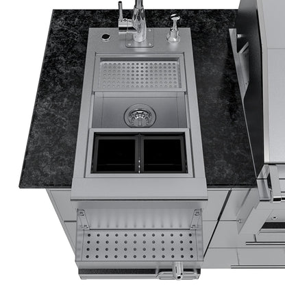 Sunstone Grills SCPCAPRICE6.4 Caprice 6 1/2 Ft Outdoor Kitchen Island w/ Grill & Side Burner, Door & Drawer – Sink – Detail