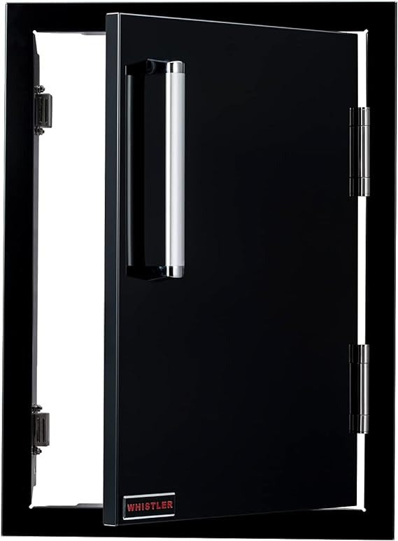 Bonfire Black Stainless Steel Outdoor Kitchen Storage Access door Black Series - CBASDV1420-B - Open Door 