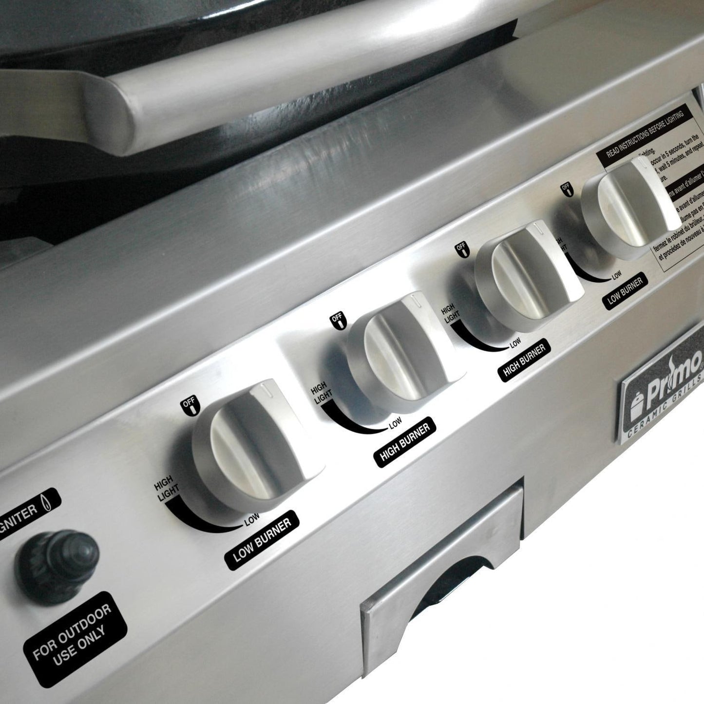 Primo PGGXLH Oval G420 36-Inch Ceramic 4-Burner Built-In Kamado Gas Grill - Control Panel