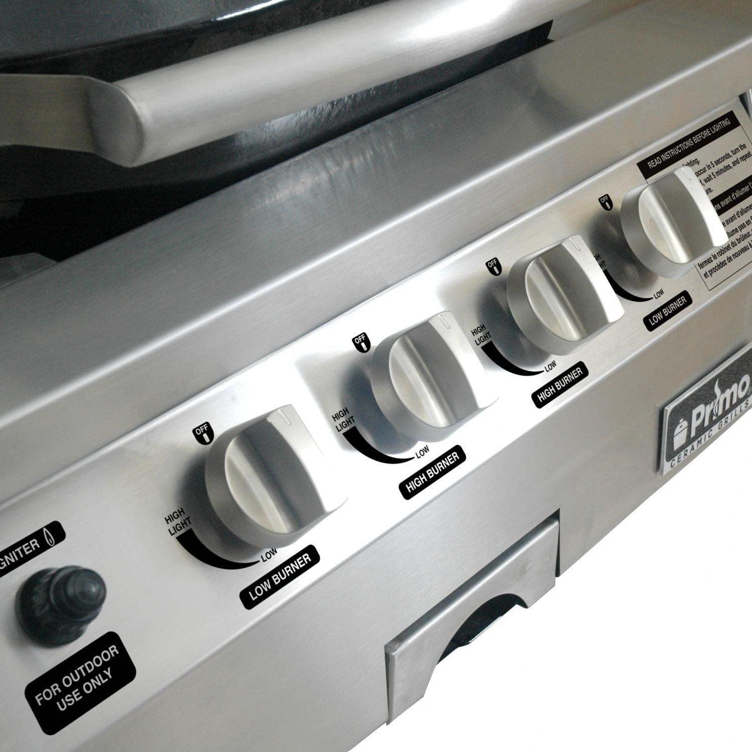 Primo PGGXLH Oval G420 36-Inch Ceramic 4-Burner Built-In Kamado Gas Grill - Control Panel