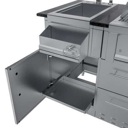 Sunstone Grills SCPCAPRICE6.4 Caprice 6 1/2 Ft Outdoor Kitchen Island w/ Grill & Side Burner, Door & Drawer – Sink Cabinet – Detail