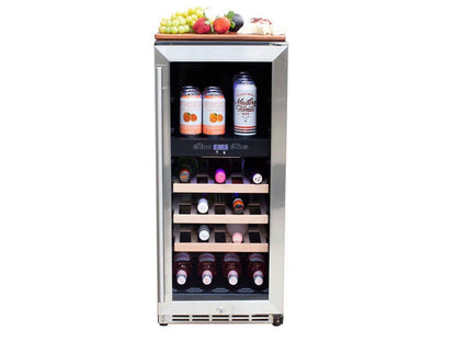 TrueFlame 15-Inch Outdoor Rated Dual Zone Wine Cooler - TF-RFR-15WD