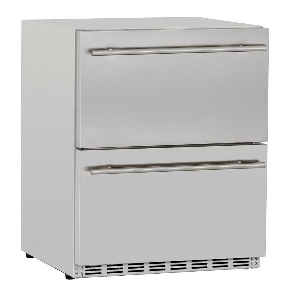 Summerset 24-Inch 5.3 Cu. Ft. Outdoor Rated Deluxe Refrigerator Drawers - SSRFR-24DR2 - Angled View