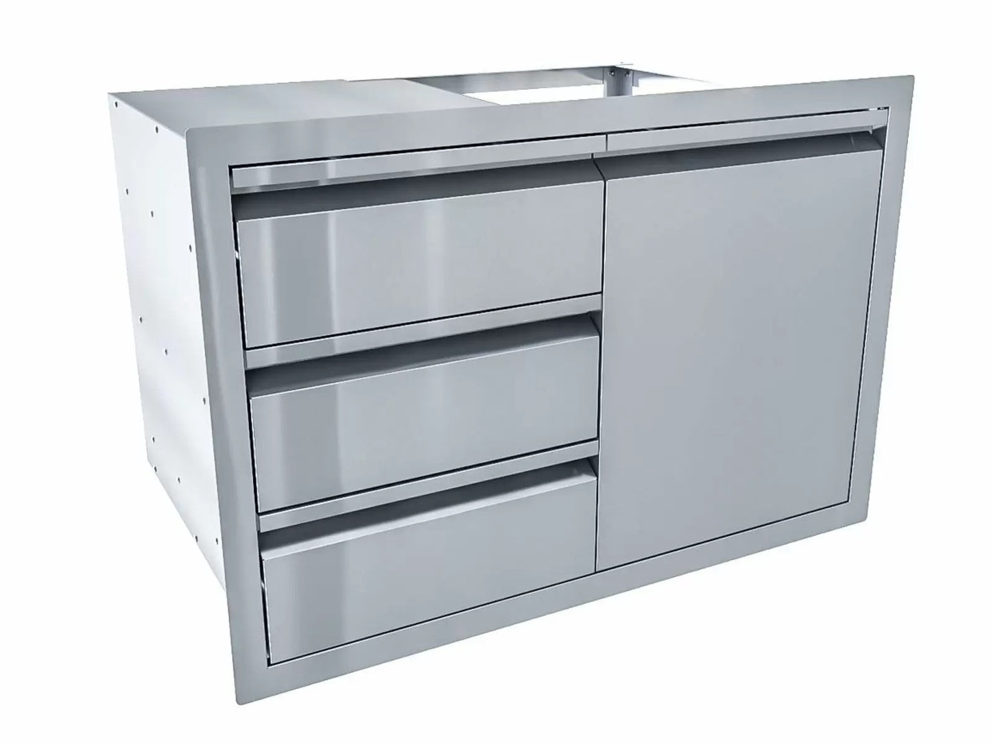 Sunstone Aruba Series Sleek Style 30-Inch Stainless Steel Triple Drawer Door Combo - ARU-TDC30 - Angled View