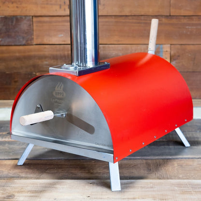 WPPO Le Peppe Portable Red Wood Fired Pizza Oven with Peel - WKE-01-RED - Close Up Angled View - Lifestyle