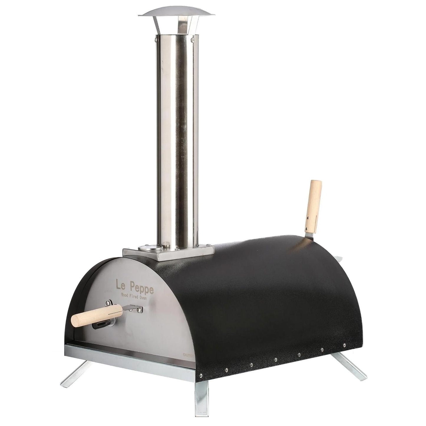 WPPO Le Peppe Portable Eco Wood-Fired Oven w/ Deluxe Peel - Black - WKE-01-BLK - Black - White Background