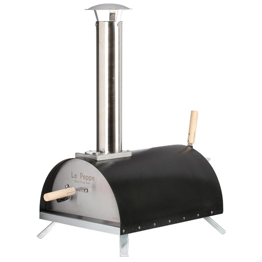 WPPO Le Peppe Portable Eco Wood-Fired Oven w/ Deluxe Peel - Black - WKE-01-BLK - Black - White Background