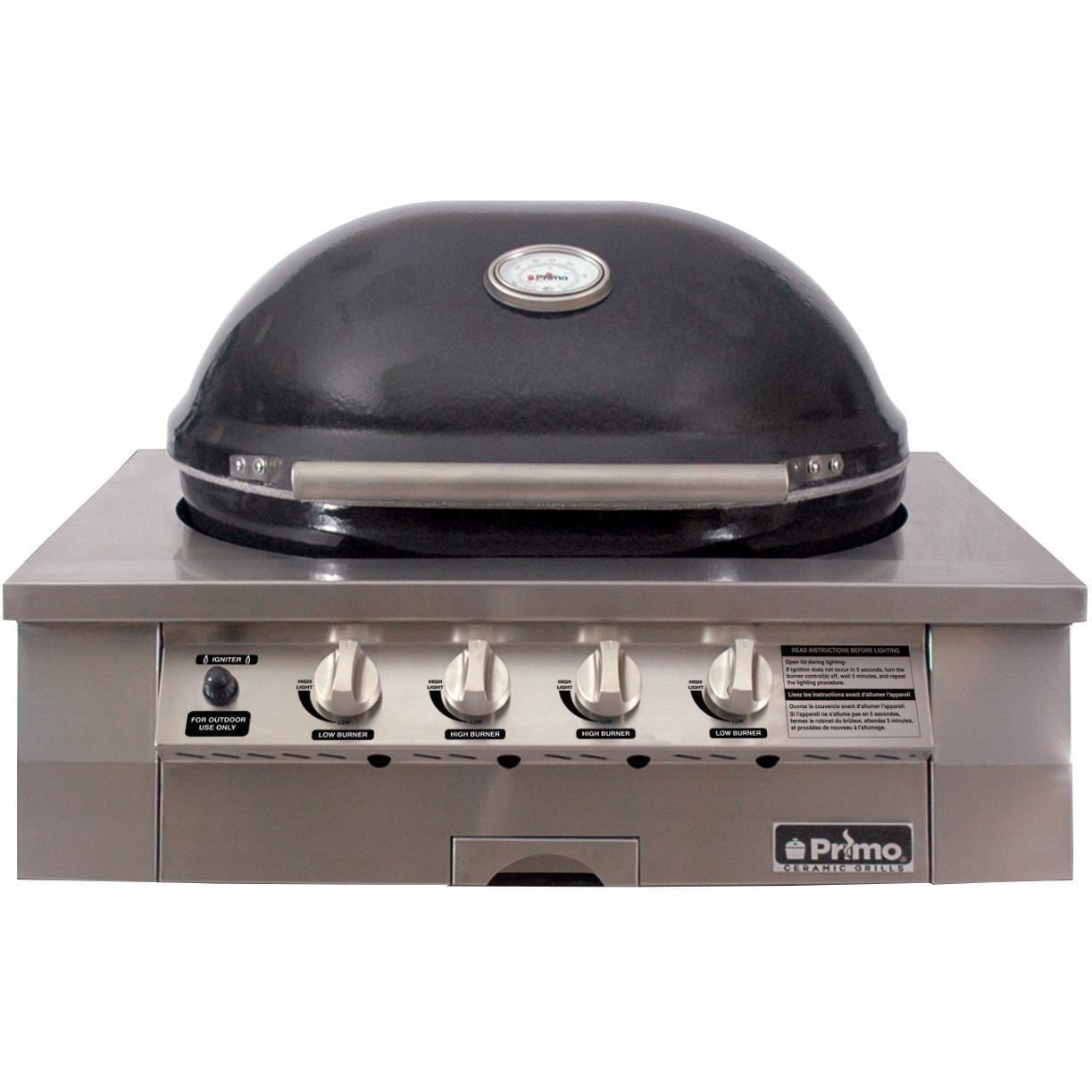 Primo PGGXLH Oval G420 36-Inch Ceramic 4-Burner Built-In Kamado Gas Grill