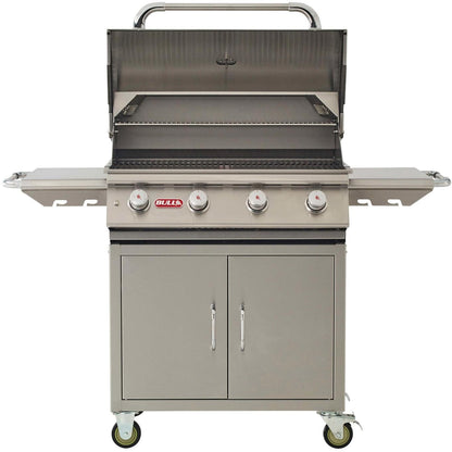 Bull 8700 Lonestar Select 32-Inch 4-Burner Freestanding Grill - Hood Open