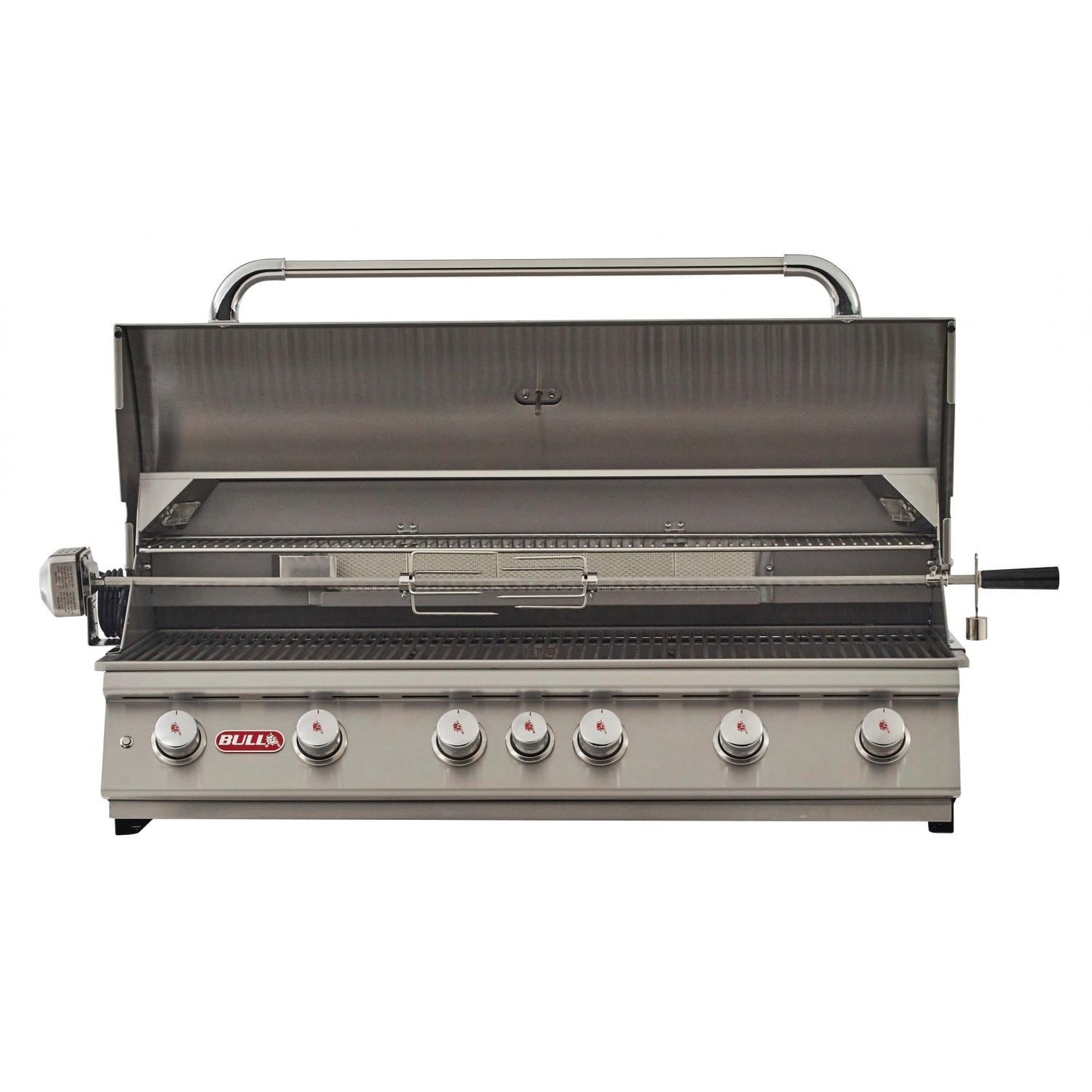 Bull Diablo 46-Inch 6-Burner Built-In Gas Grill With Rotisserie - 6264 - Open Hood