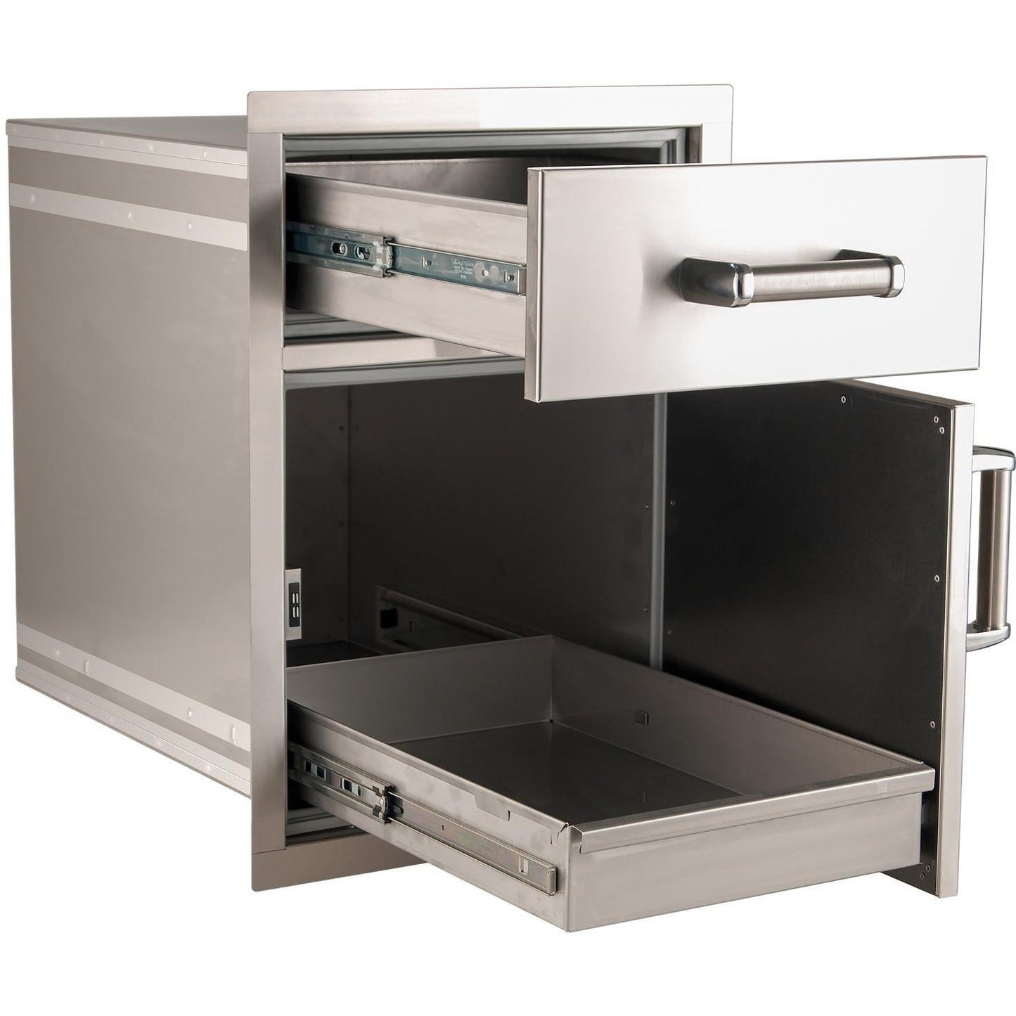 Fire Magic Premium Flush 17-Inch Dry Storage Pantry / Access Drawer Combo - Open