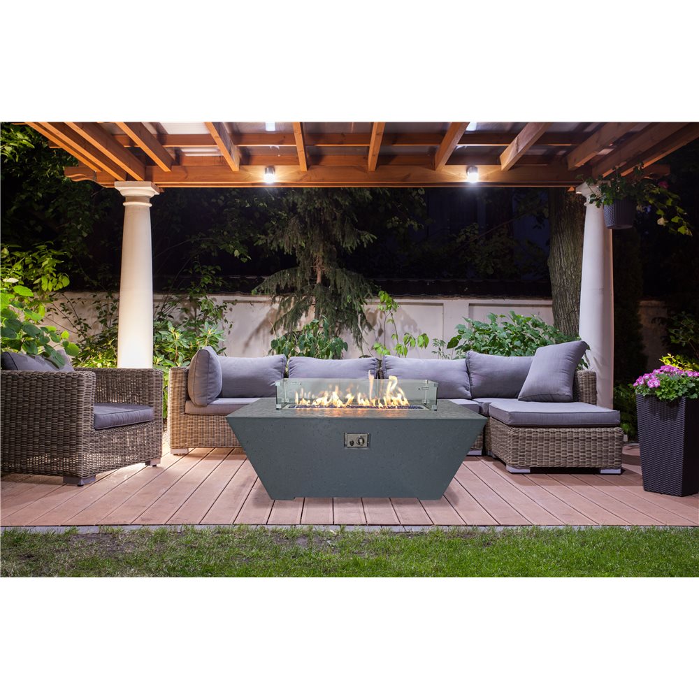 Grand Canyon Olympus 72 x 30-Inch Rectangular Natural Gas Fire Pit Table, 18-Inch Tall, in Gray - ORECFT-723018-GRY-NG