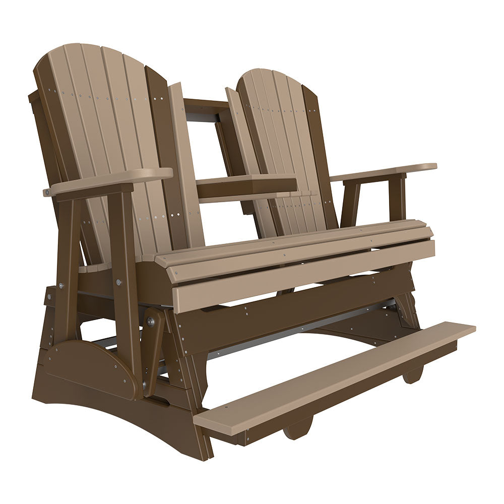 LuxCraft 5′ Adirondack Balcony Glider - 5APBAG - Weatherwood / Chestnut Brown