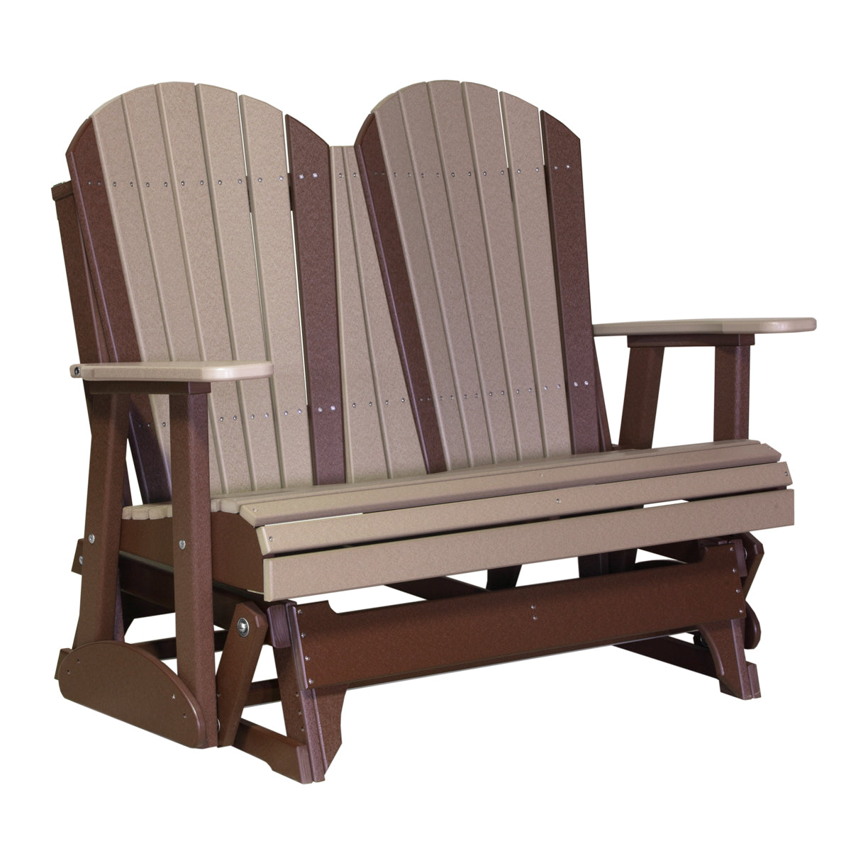 LuxCraft 4′ Adirondack Glider - 4APG - Weatherwood / Chestnut Brown