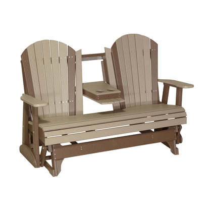 LuxCraft 5′ Adirondack Glider - 5APG - Weatherwood / Chestnut Brown