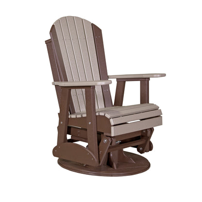 LuxCraft 2′ Adirondack Swivel Glider - 2SAPG - Weatherwood / Chestnut Brown