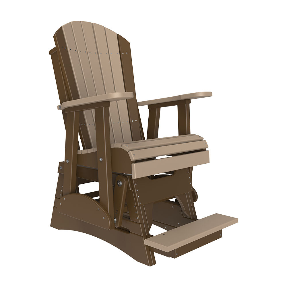 LuxCraft 2′ Adirondack Balcony Glider Chair - 2APBAG - Weatherwood / Chestnut Brown