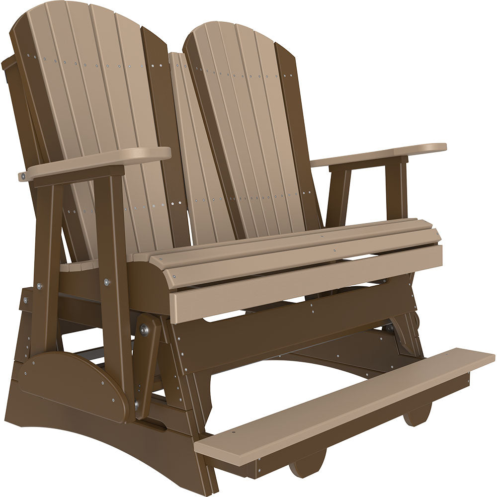 LuxCraft 4′ Adirondack Balcony Glider - 4APBAG - Weatherwood / Chestnut Brown